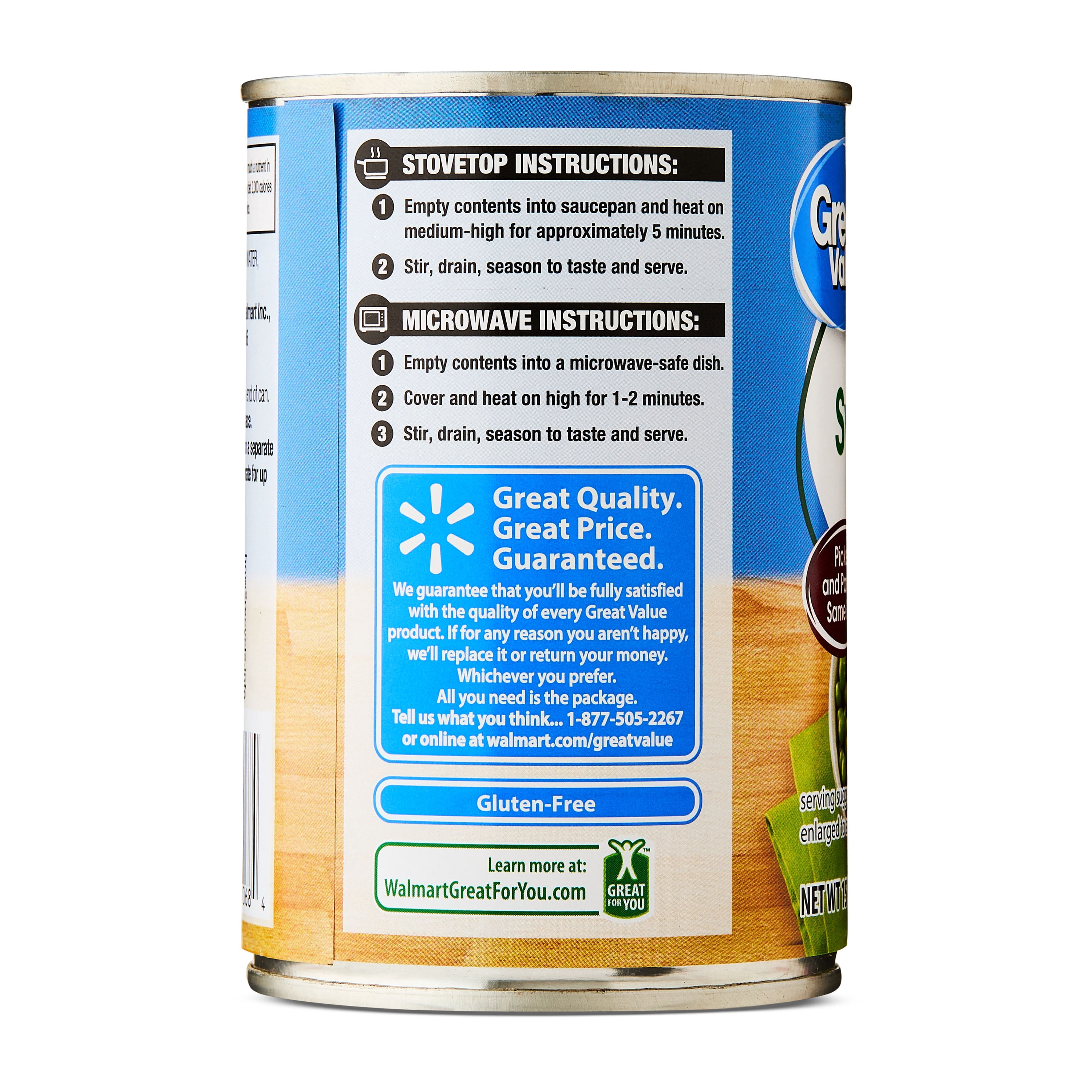 Great Value Sweet Peas, 15 oz Can