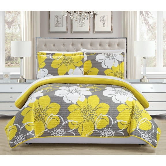 Chic Home Floral Printed Quilt Set, Multiple Colors
