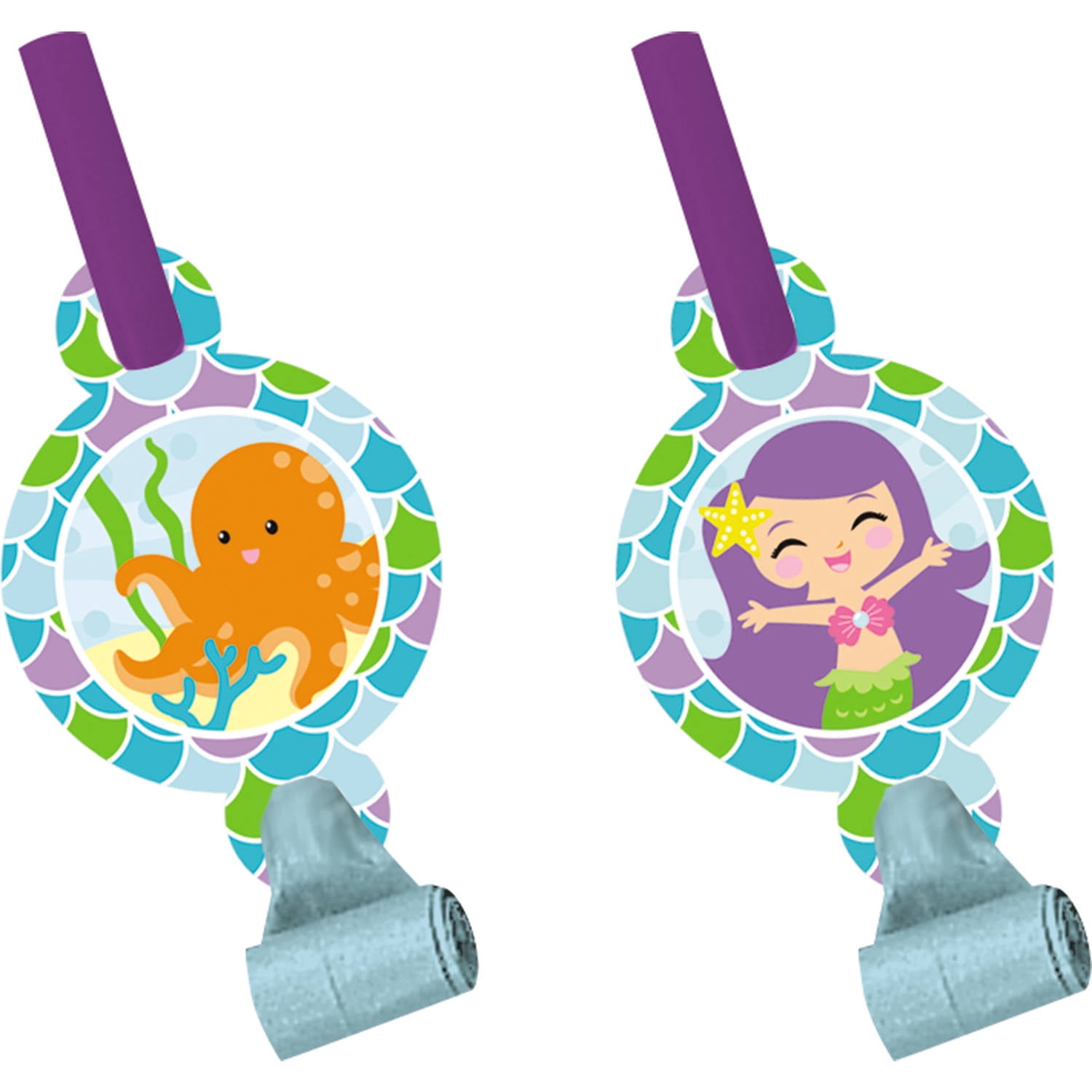 Mermaid Friends Party Blowers, 8pk