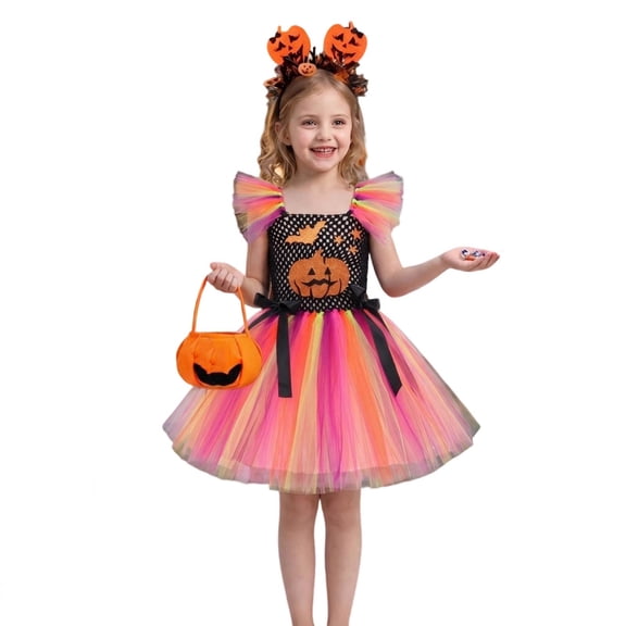 BOOMNY Halloween Toddler Girls Witch Dress Up Funny Hallowmas Party Outfits Sets Playful Stage Performance Clothes Set