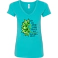 thumbnail image 3 of Inktastic Mental Health Awareness Green Sunflower Ribbon Women's V-Neck T-Shirt, 3 of 5