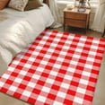 thumbnail image 4 of Red White Plaid Runner Rug 2.7x5 FT, Non Slip Entryway Carpet, Modern Farmhouse Buffalo Check Gingham Washable Soft Floor Carpet Entrance Mat Non-Shedding Throw Rug for Hallway Laundry Room Bedside, 4 of 9
