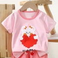 thumbnail image 4 of Agkizg Girls 2 Piece Summer Short Sleeve Outfit Set Cotton Printed T-Shirt and Shorts Casual Playwear for Toddler Kids, 4 of 5