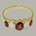 thumbnail image 5 of LBG British Made Solid 18k Yellow Gold ring with Natural Garnet & Opal Womens Band Ring - 33 size options - Size 9.75, 5 of 6