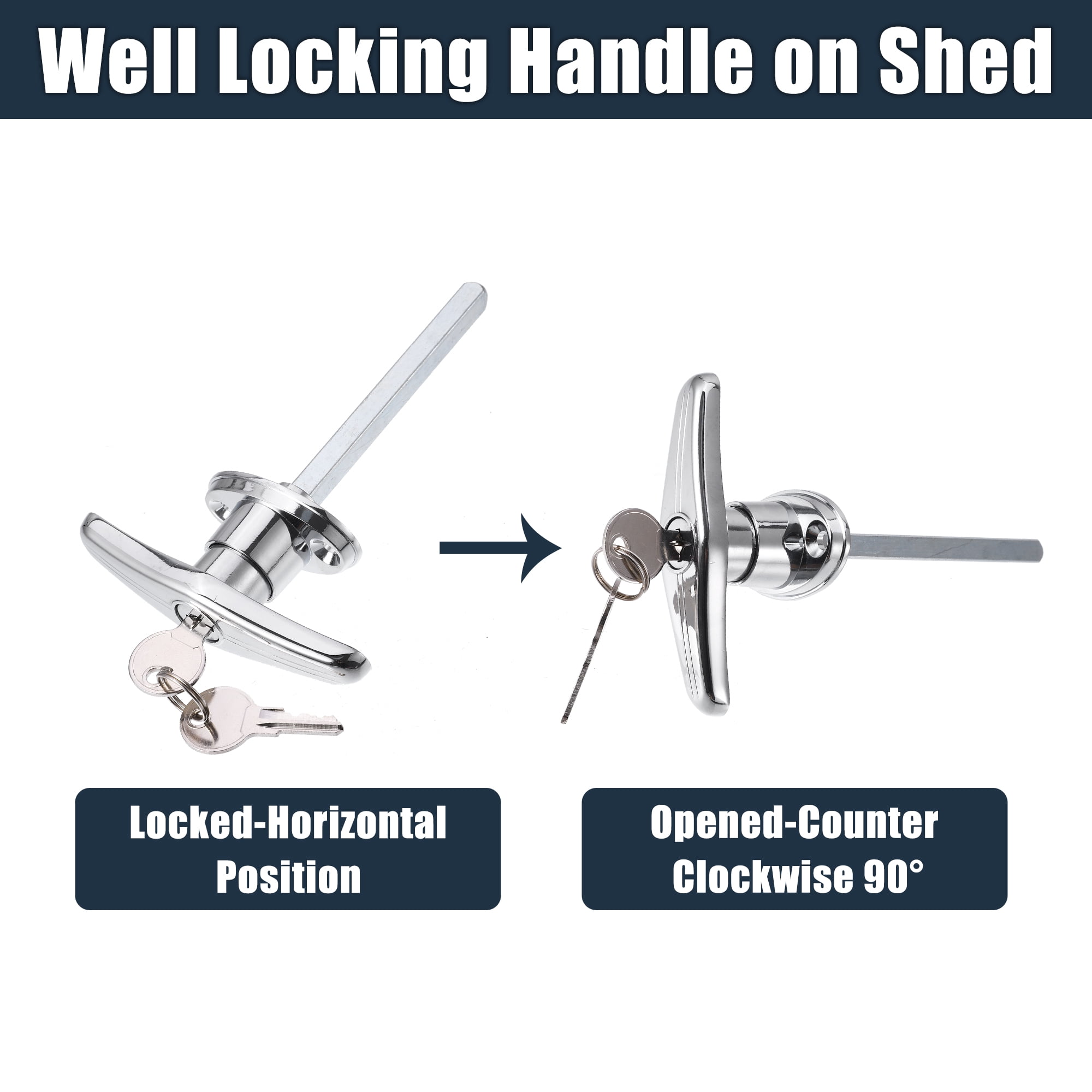 Unique Bargains Universal Garage Shed Door Keyed T-Handle Lock Kit with 4 Keys