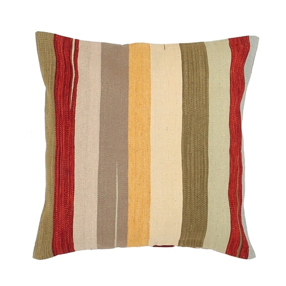Hand Made Modern Stripe Wool  Cotton Pillow - 2'2'' x 2'2''