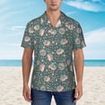 thumbnail image 2 of Balery Hedgehogs and Flowers Camisas hawaianas de manga corta para hombre, camisas playeras de corte holgado, camisas de vacaciones con botones,Small, 2 of 7