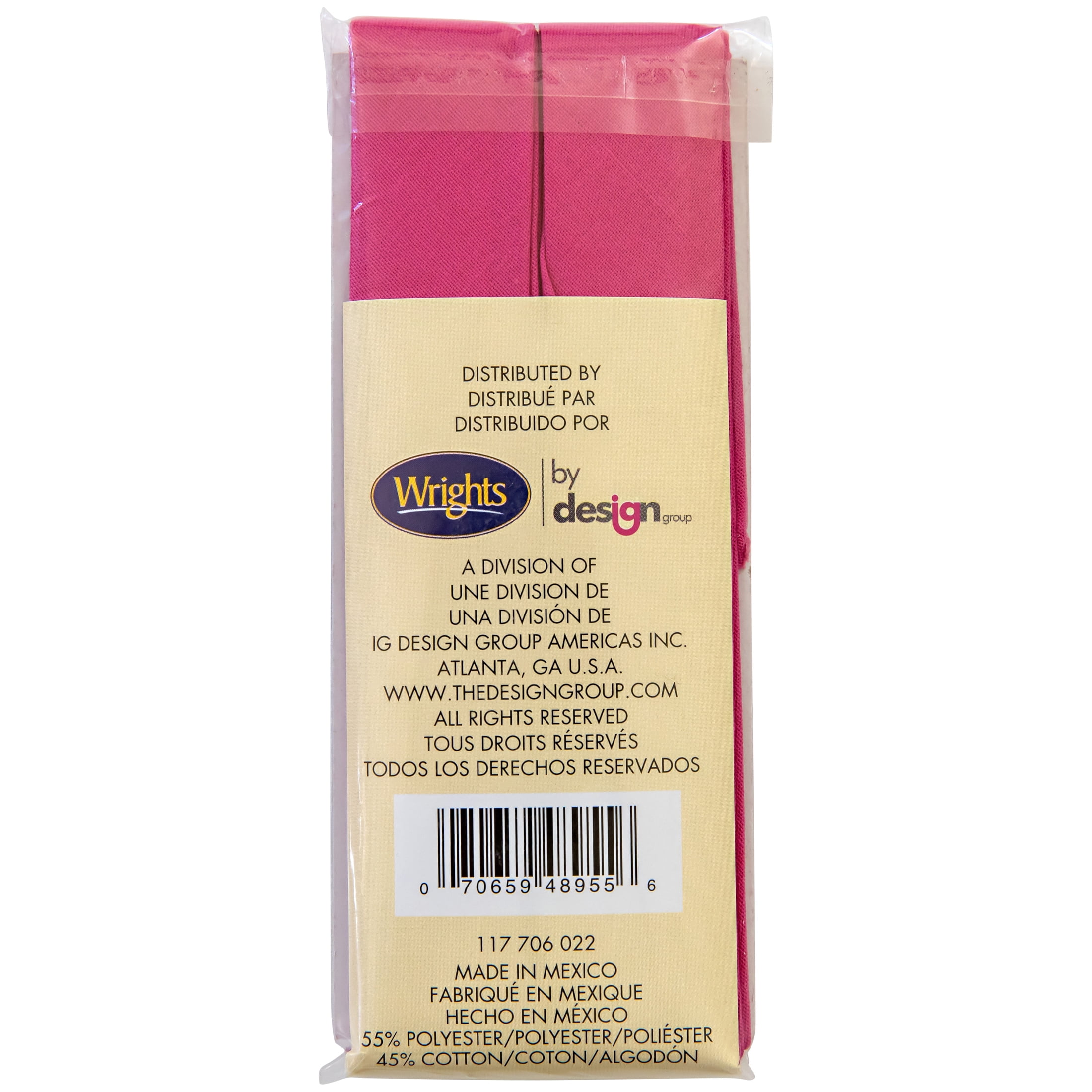 (2 pack) Wrights 7/8" Bright Pink Quilt Binding, 3 yd