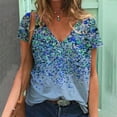 thumbnail image 2 of DPTALR Woman Causal V-Neck Printing Blouse Short Sleeve T-Shirt Summer Tops, 2 of 5