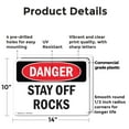 thumbnail image 2 of (2 Pack) Stay Off Rocks OSHA Danger Sign 14 Inch X 10 Inch Plastic Sign, Weather Resistant, UV Protected for Workplace, Business, and Construction Site, Made in the USA, 2 of 8