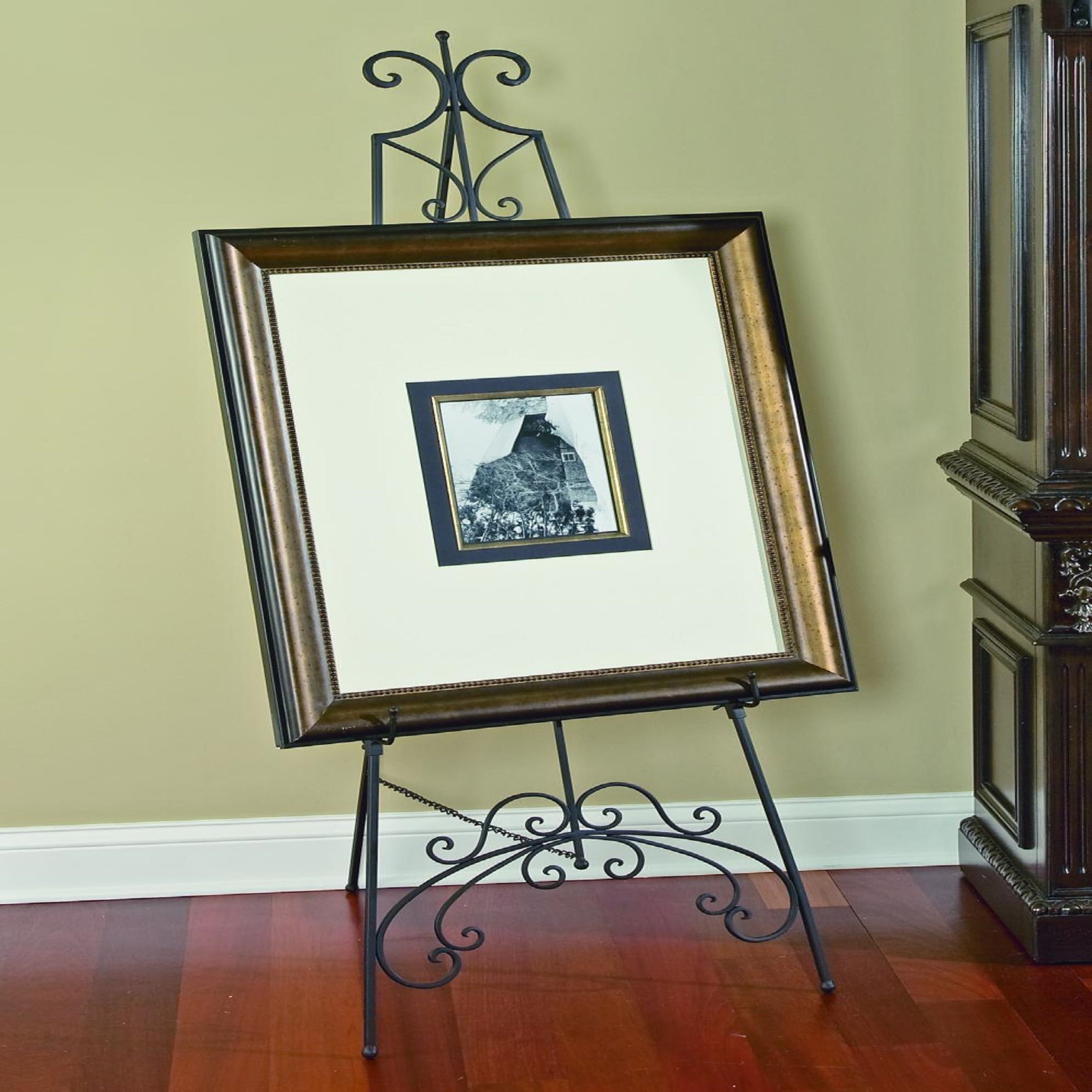 Wrought Iron Black Easel Plate Or Picture Frame Art Display Stand 15” Tall 