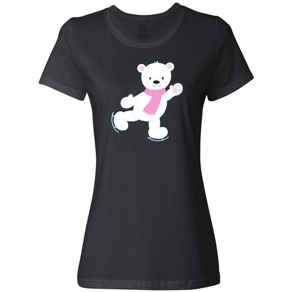 Inktastic Polar Bear, White Bear, Ice Skating Bear, Scarf Women's T-Shirt