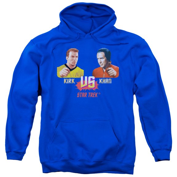 Star Trek Kirk Vs Khan Adult Pullover Hoodie Sweatshirt Royal Blue