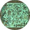 thumbnail image 1 of Ahgly Company Machine Washable Indoor Round Animal Turquoise Blue Traditional Area Rugs, 6' Round, 1 of 4