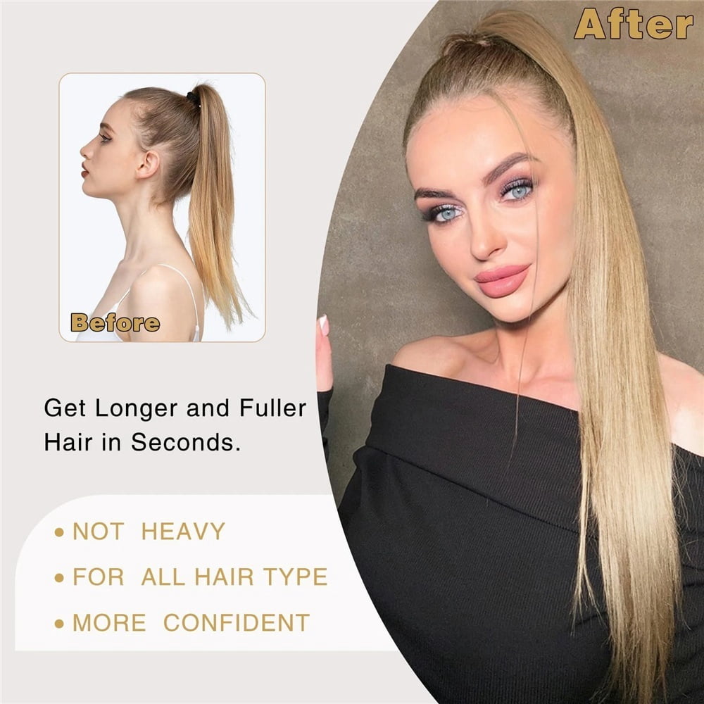 #613 Blonde Drawstring Ponytail 16-26Inch Long Straight Human Hair Pony Tail Clip In Hair Extensions