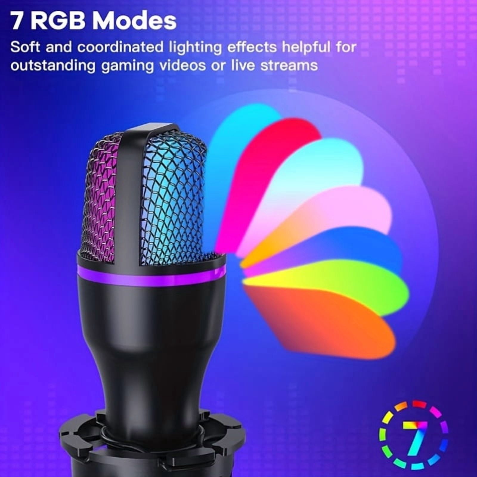 USB Condenser Microphone with Noise-Canceling, Portable Studio Recording & Streaming Mic for Gaming, Calls, Music, Compatible with PC, Laptop, Mobile Devices