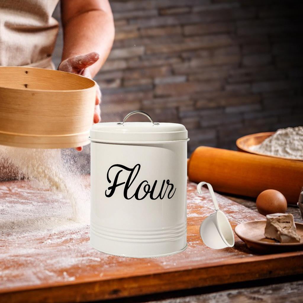Vintage Cream Flour Storage Tin for a Charming Kitchen