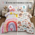 thumbnail image 2 of Btargot 3-piece Reversible Rainbow Sun Comforter Set Twin for Kids Cute Soft Starry Bedding Set, 2 of 11