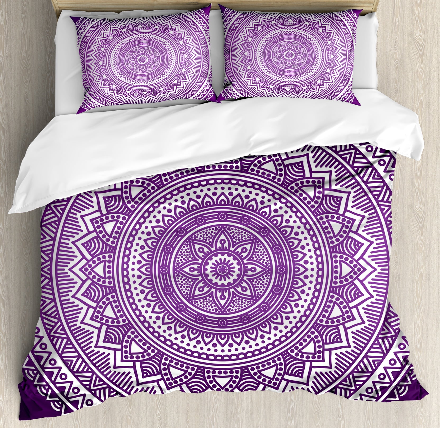 Purple Duvet Cover Set Ombre Mandala Art Print Vibrant Fl Ombre Mandala Art Print Vibrant Fl
