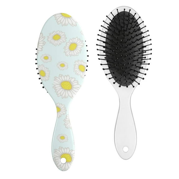 Aesthetic Daisy Print Detangling Brush - Works on Wet or Dry Hair, Reduces Breakage