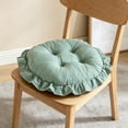 thumbnail image 6 of Boho Cotton Round Chair Cushions for Dining Chairs, Farmhouse Rustic Ruffled Chair Pads, Soft Comfortable Seat Stool Cushions for Kitchen Chairs Home Decor (Green,Diameter 15.8"), 6 of 6