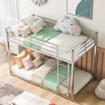 thumbnail image 3 of Twin over Twin Metal Bunk Bed, Low Bunk Bed with Ladder,Silver(OLD SKU:WF282465AAN), 3 of 9