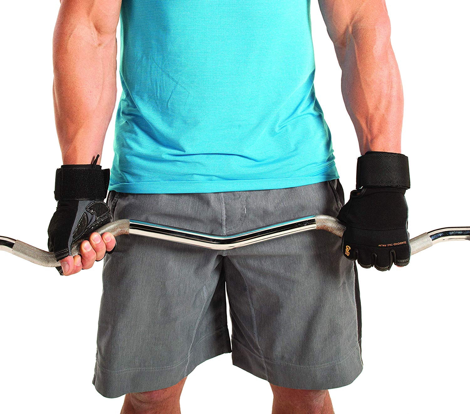 GoFit Large Wrist-Wrap Gloves for Weight Training with Diamond-Tac Grip