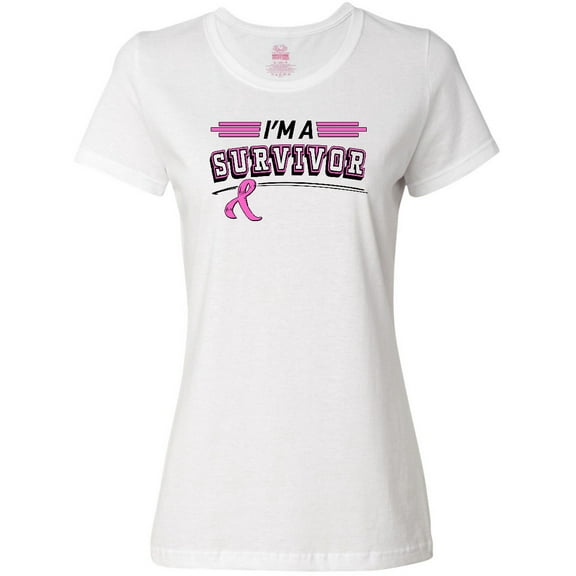 Inktastic I'm a Survivor Breast Cancer Awareness with Ribbon Women's T-Shirt