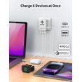thumbnail image 3 of Adaptador de viaje universal MOMAX de 70 W GaN con 3 USB-C y 2 USB-A, 3 of 6