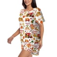 thumbnail image 2 of Fotbe Fall Farm Pumpkin Print Pajama Set for Women 2 Piece Loungewear Short Sleeve Tops and Shorts Set Soft Sleepwear-XX-Large, 2 of 7