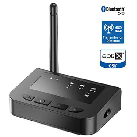 HENKUR Long Range Bluetooth 5.0 Transmitter Receiver for TV, 3 in 1 Bluetooth Audio Adapter aptX HD & APX Low Latency, Dual