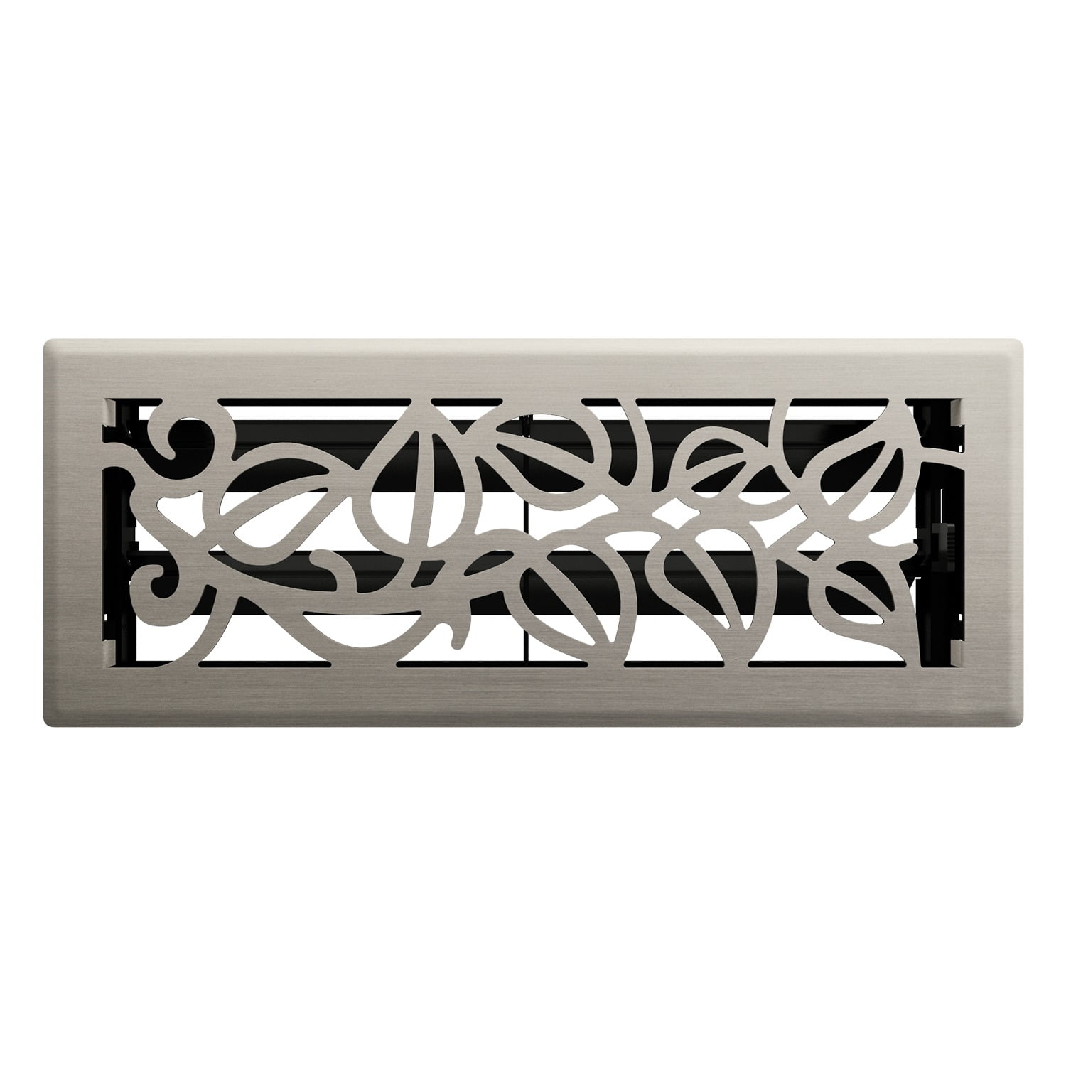 4in x 12in Napa Style Brushed Nickel Metal Heating and Cooling Air Floor Register (2 PACK) - Overall 5 1/4" x 13 1/4"