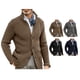 thumbnail image 3 of Chaqueta De Hombre De Color Puro Informal Transpirable Cuello Levantado Cuello En V Chaqueta De Hombre Mantenimiento Cálido Para Fiestas Y Viajes ANGGREK Ropa, 3 of 6