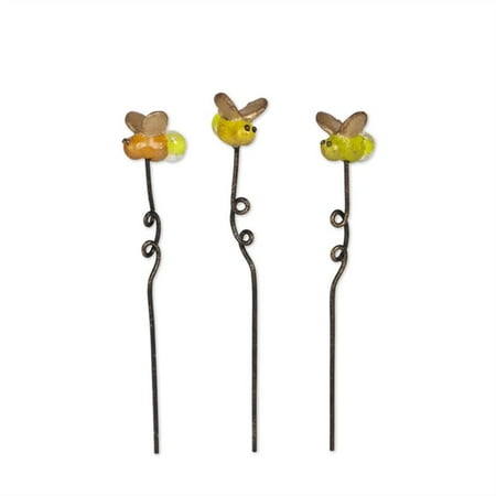 - Collectible Fairy Garden Set of Three Glowing 1 Inch Mini Firefly Picks, Unique fantasy garden accessory By Genevieve Gail