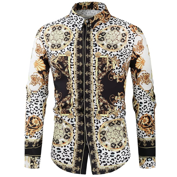 Camisa de manga larga con estampado de bronceado informal de moda de otoño para hombre Pompotops oipoqjl26376