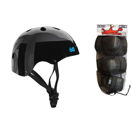661 Dirt Lid Helmet - 661 Dirt Lid Skate BMX Helmet Black CPSC with Knee Elbow Wrist Pads Small