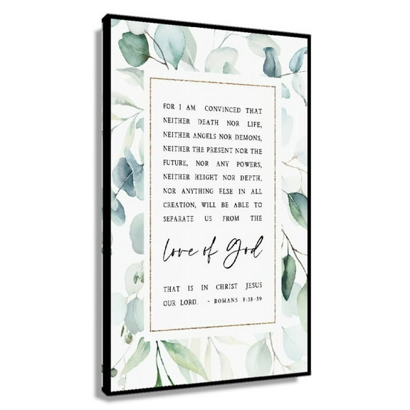 Romans 8 38-39 Love of God Bible Verse Printable Wall Art, Scripture Christian Gift, Wall Decor for Bedroom Vertical Artwork Bathroom Pictures Canvas