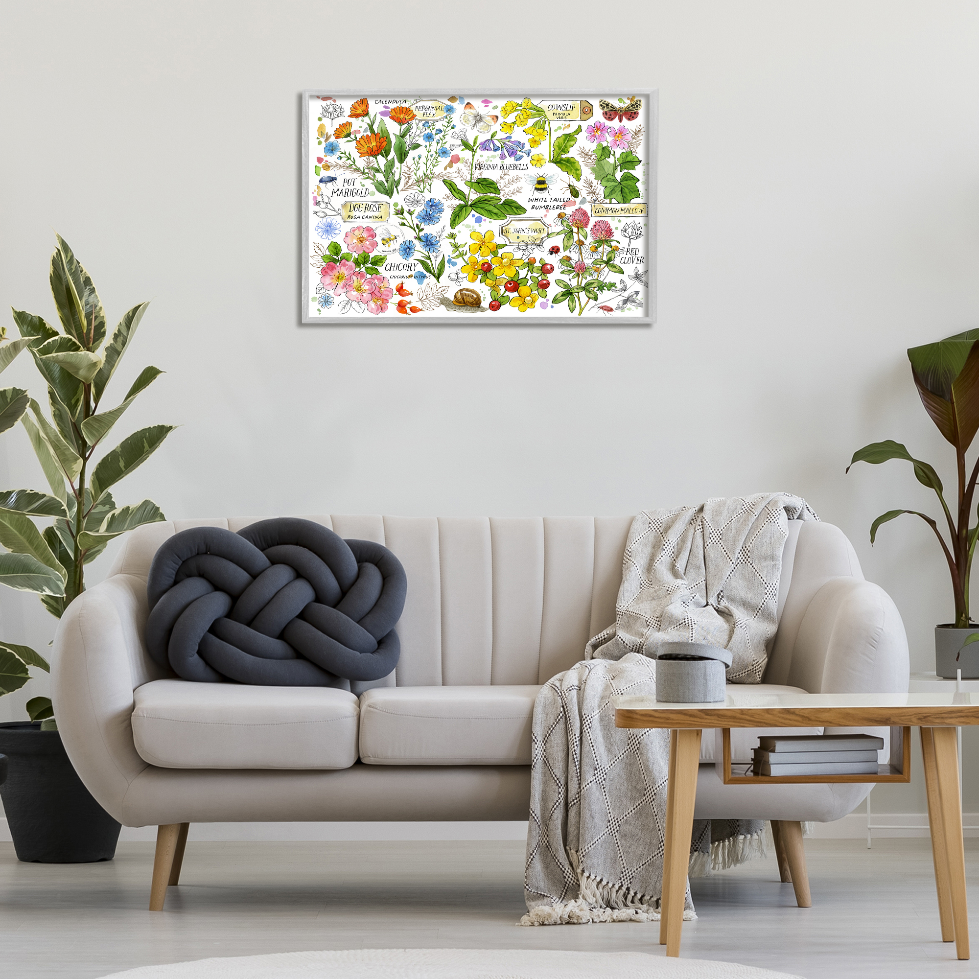 Stupell Industries Various Herbs Benefits Botanical & Floral Painting Gray Framed Art Print Wall Art, 30 x 20