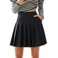thumbnail image 2 of Skirt Cozy Stretch Waist Pleated Skirt Pockets A Line Mini Skirt For Summer Daily Wear Comfortable Flowy Feminine Outfit Black XXL, 2 of 6