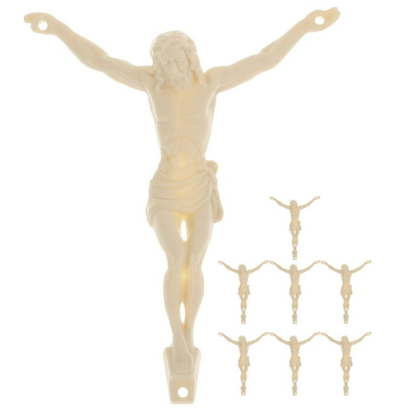 8pcs Jesus Figure Charm Catholic Pendants Accessories Jesus Craft Decorations Household Sculpture Diy Accessories Model Plastic Miniature Church Statue