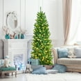 thumbnail image 4 of Costway 6Ft Pre-lit Artificial Pencil Christmas Tree Hinged Fir PVC Tree /250 LED Lights, 4 of 10