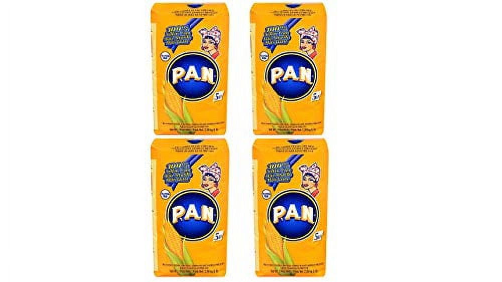P.A.N. Harina PAN Amarilla Yellow Corn Meal Pre-cooked for Arepas, 2.27 kgs (5 lb) Grande - 4 Pack