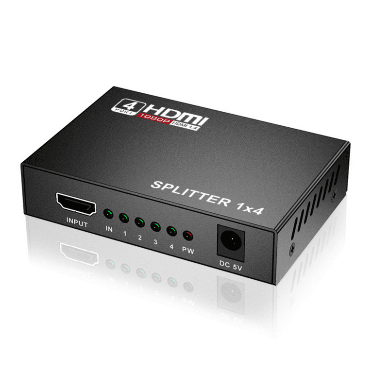 HDMI Splitter 1 in 4 Out Female,1x4 Hdmi Splitter Display Multiple  Duplicate/Mirror Screen,Powered AC Adapter Included,Supports Ultra HD 1080P  4K/2K