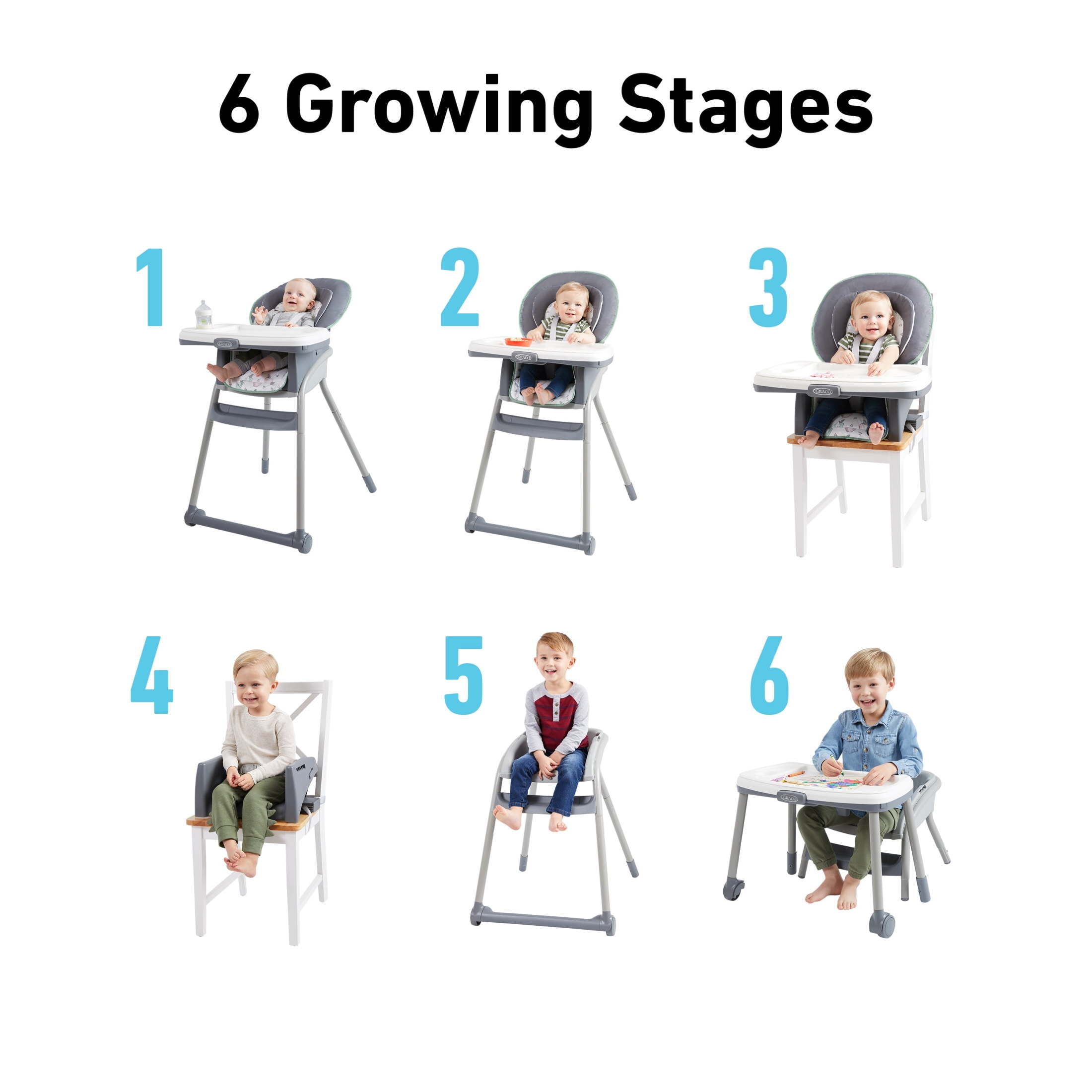 Wipeable High Chair Sejoy 4 Wheels Baby High Chair For