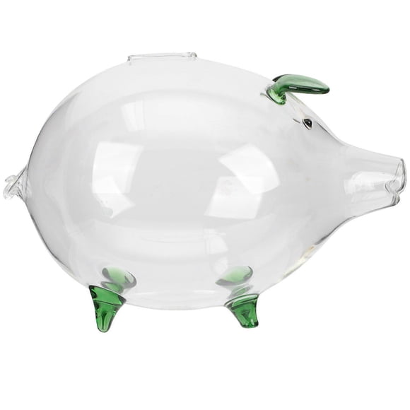 Cute Pig Shaped Transparent Glass Piggy Bank for Birthday Gift and Home Decor, Easy to Clean and Use Money Box for Saving