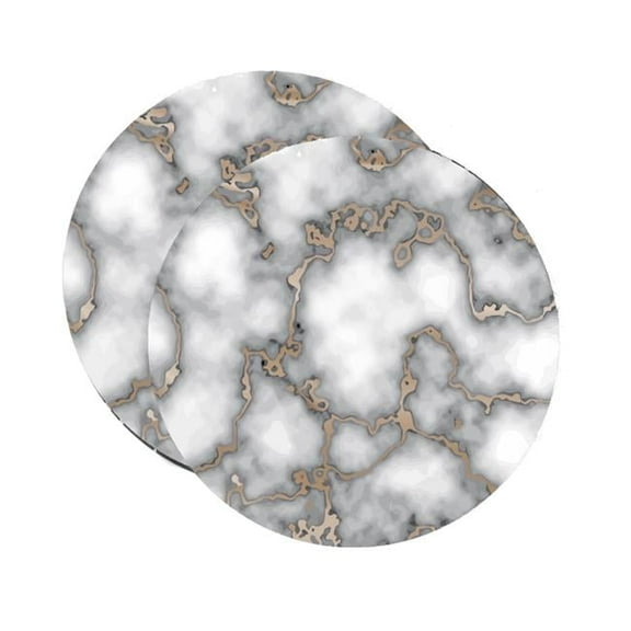 HomeRoots 483731 Gray & Gold Abstract Cork Round Indoor & Outdoor Placemats - Set of 2