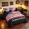 thumbnail image 2 of Manfei Classic US Flag Twin Bedding, 250th Anniversary of America Print Bedding Comforter Set, Red White Blue, Black Reversible 7 Pieces, 2 of 6