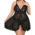 thumbnail image 3 of Sexyfree Plus Size Lingerie for Women Sexy Open Front Lace Nightdress V Neck Sleepwear, 3 of 4