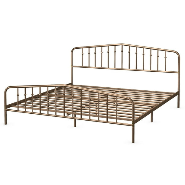 Metal Bed Frame Steel Slat Platform, Gold Metal Bed Frame King Size