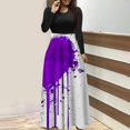 thumbnail image 4 of Dress for Women Casual,3/4 Sleeve Dress,Womens Fashion Printed Long Sleeve Round-Neck Pullover Patchwork Dress, 4 of 5
